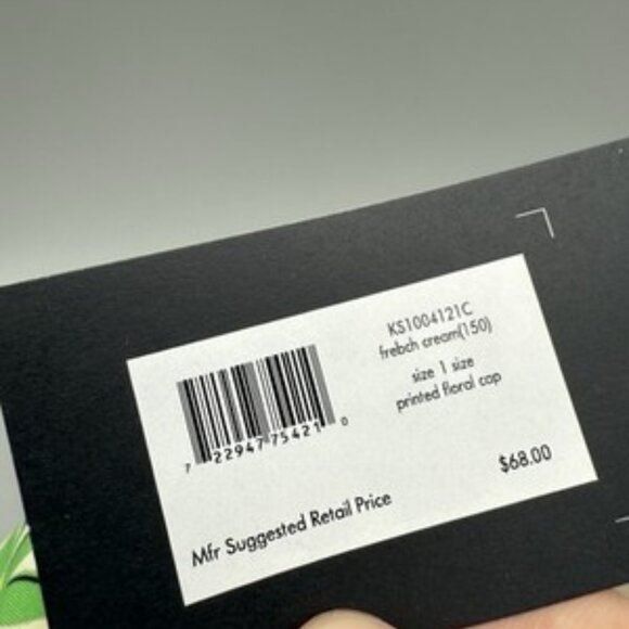 NWT Kate Spade Floral Printed Cap Hat Cream Yellow Blue Green Spade Logo - Picture 8 of 11